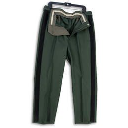 Mens Green Straight Leg Slash Pockets Uniform Chino Pants Size 36R