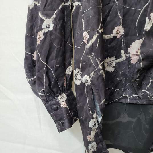 NWT ALL SAINTS Cesey Hope Top Silk Blend Layered Floral Black Size 4 Pussybow image number 4