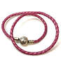 Designer Pandora S925 ALE Pink Leather Cord Clasp Fashionable Wrap Bracelet image number 2