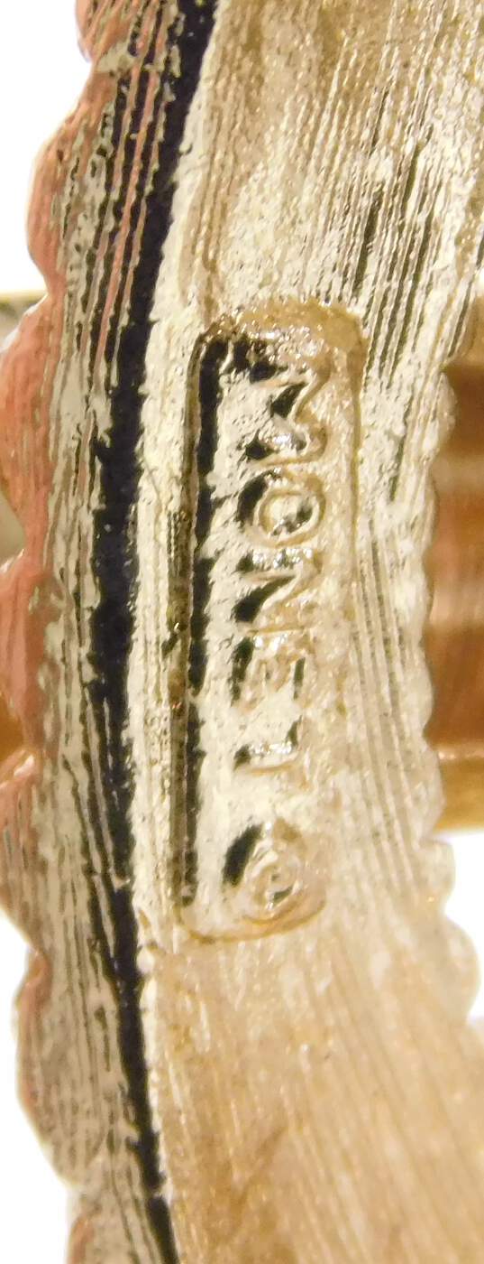 Vintage Monet Gold Tone Mushroom Clip-On Earrings & Brooch Demi Parure 43.7g image number 8
