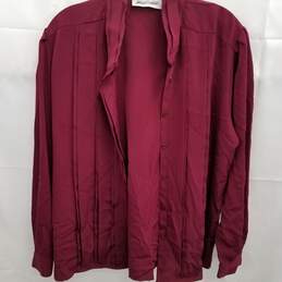 Yves St. Clair Burgundy rayon Button Up Blouse VTG