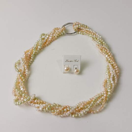 Youthful Warm Tones Pearl Fashion Jewelry Set image number 2