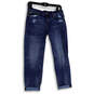 Womens Blue Denim Medium Wash Distressed Straight Leg Jeans Size 8 image number 1