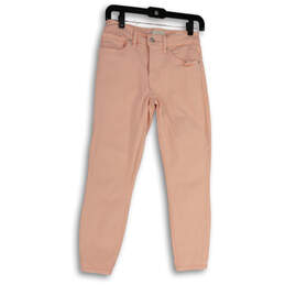 Womens Pink Denim Medium Wash Pockets Stretch Skinny Leg Jeans Size 4/27