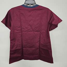 Burgundy V Neck Scrub Shirt alternative image