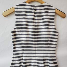 Theory Cotton Sleeveless Gray White Striped Midi Dress Women's 0 alternative image
