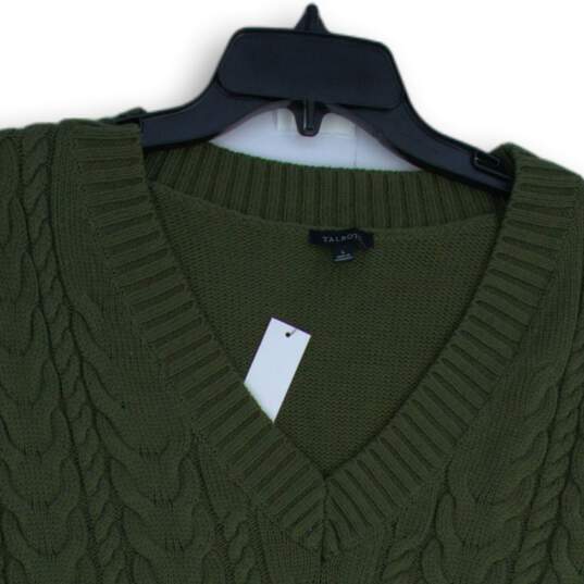 NWT Talbots Womens Green Knitted V-Neck Sleeveless Pullover Sweater Vest Size L image number 3