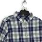 Express Mens Blue Green Plaid Spread Collar Long Sleeve Button-Up Shirt Size L image number 3