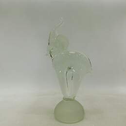Quidio Hand Blown Clear Art Glass Elephant Trunk Up Large Figurine