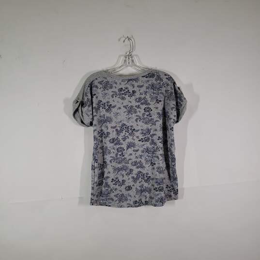Womens Floral Regular Fit Round Neck Short Sleeve Pullover T-Shirt Size Medium image number 2