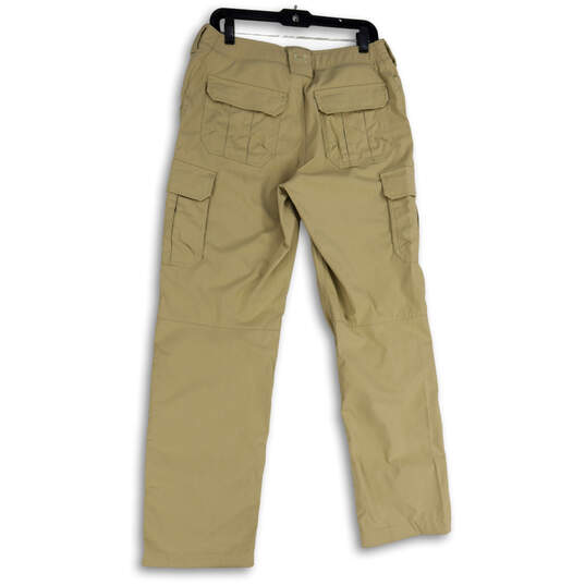 Mens Khaki Flat Front Flap Pocket Straight Leg Cargo Pants Size 32x34 image number 2
