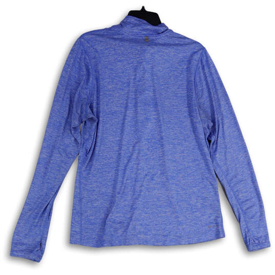 Womens Blue Long Sleeve Quarter Zip Pullover Activewear T-Shirt Size XL image number 2