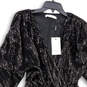 NWT Womens Black Sequin Long Sleeve V-Neck Cinch Waist Mini Dress Size 38 image number 3