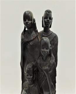 Maasai Family Of 4 African Style Wood Carved 24in Art Sculpture Home Decor alternative image