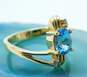 14K Yellow Gold Oval Blue Topaz 0.03 CTTW Diamond Ring 4.0g image number 2