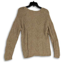 Womens Beige Braided Long Sleeve V Neck Knitted Pullover Sweater Size Small alternative image