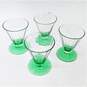 VNTG Morgantown Optic Footed Tumblers Green Glass Iridescent & Uranium Set of 4 image number 1