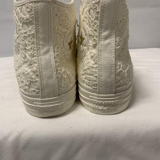 Cream And White Converse High Top Sneakers image number 10