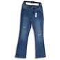 NWT Express Womens Skyscraper Blue Denim Mid Rise Bootcut Leg Jeans Size 10S image number 1