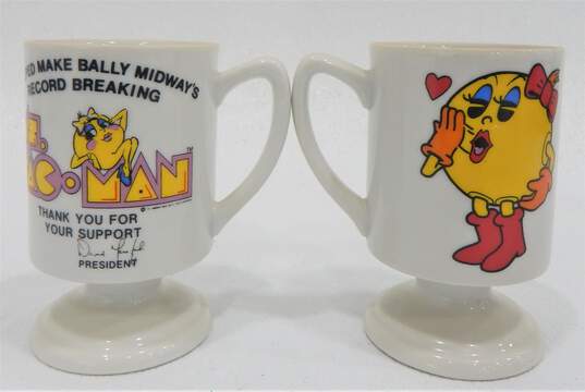 VNTG Ms. Pac-Man Bally Midway Employee Thank You Glass Pedestal Mug Cup image number 1