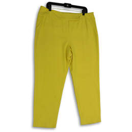 Womens Yellow Flat Front Welt Pockets Straight Leg Ankle Pants Size 2.5