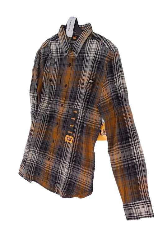 NWT CAT Mens Multicolor Plaid Long Sleeve Collared Casual Button Down Shirt Size L image number 2
