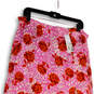 NWT Womens Pink Red Floral Side Slit Midi Straight & Pencil Skirt Size 12 image number 3