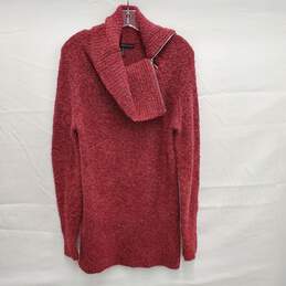 White House Black Market WM's Red Zip Tunic Sweater Size M