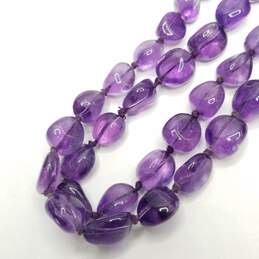 Sterling Silver Amethyst Faceted & Smooth Stones - Unique 44in Necklace 148.3g alternative image