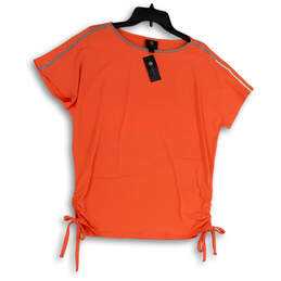 NWT Womens Orange Round Neck Short Sleeve Pullover T-Shirt Size Medium