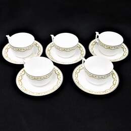 PL Limoges France M. Redon Teacups & Saucers Floral Pattern Gold Trim