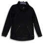 Womens Black Roll Neck Long Sleeve Zip Pocket Stretch Pullover Jacket Sz XS image number 1