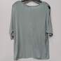 Womens Light Blue 3/4 Sleeve Cold Shoulder V Neck Pullover T Shirt Size Large image number 2