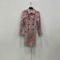 Womens Pink Long Sleeve Double Breasted Button Front Trench Coat Size M image number 1