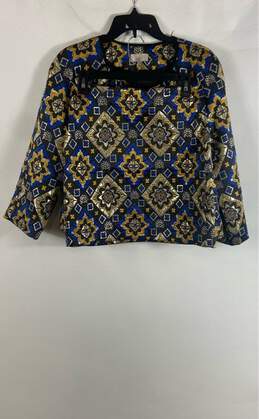 Ann Taylor Loft Womens Multicolor Metallic Print Jacket & Pants Suit Set Size M