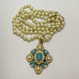 Designer Joan Rivers Gold-Tone Chain Lobster Clasp Pearls Pendant Necklace