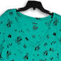 NWT womens Aqua Graphic Print V-Neck Short Sleeve Pullover T-Shirt Size 3 image number 3