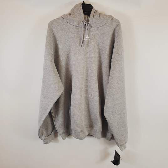 Adidas Men Grey Hoodie Sweatshirt XL NWT image number 2