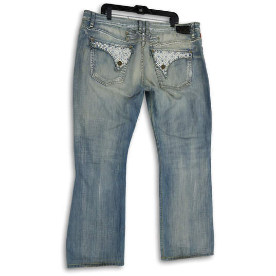 Womens Blue Denim Medium Wash 5-Pocket Design Bootcut Jeans Size 44 image number 2