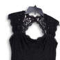 Womens Black Lace Sleeveless Square Neck Back Key Hole Sheath Dress Size 6 image number 3