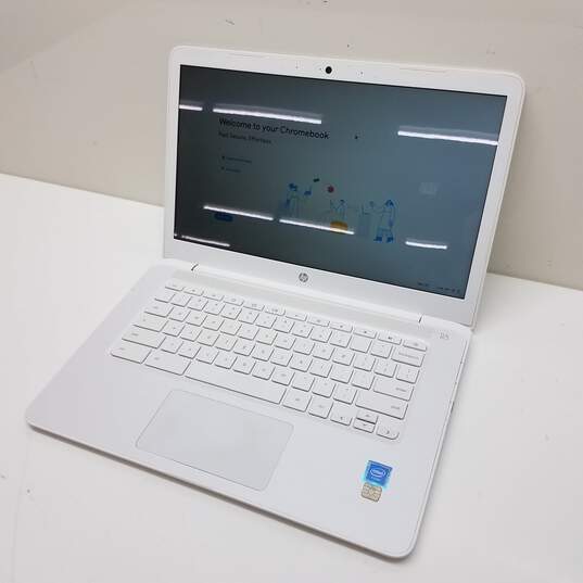 HP White Chromebook 14in Intel Celeron CPU 4GB RAM 16GB SSD image number 1