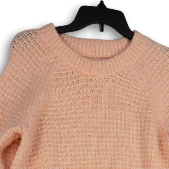 Womens Pink Crew Neck Long Sleeve Knitted Pullover Sweater Size XS image number 2