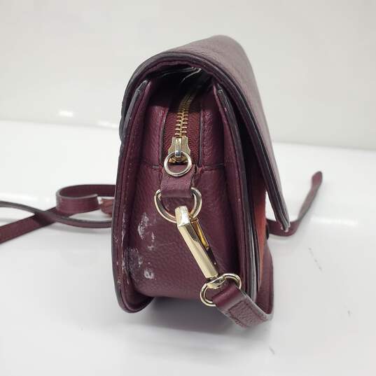 Rebecca Minkoff Mini Burgundy Red Leather & Suede Crossbody Bag AUTHENTICATED image number 7