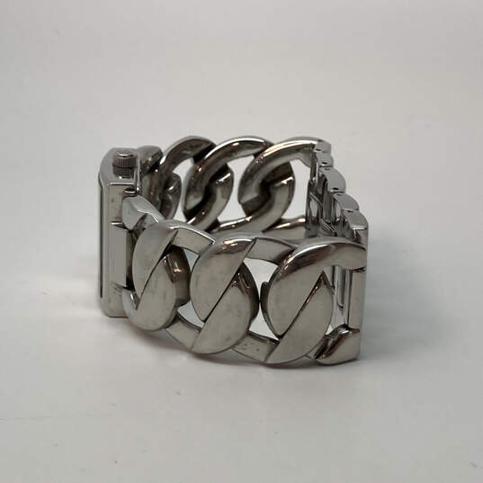 Designer Michael Kors Silver-Tone Chain Starp Square Dial Analog Wristwatch image number 4
