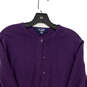 Womens Purple Long Sleeve Crew Neck Knitted Cardigan Sweater Size Medium image number 3
