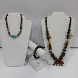 3pc Assorted Wooden Bead Costume Jewelry Set