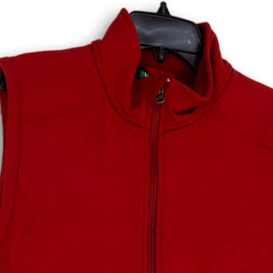 Mens Red Regular Fit Sleeveless Pockets Mock Neck Full-Zip Vest Size Medium image number 3