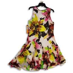 NWT Womens Multicolor Floral Sleeveless Scoop Neck Fit & Flare Dress Sz 10 alternative image