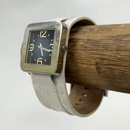 Designer Fossil BAW JR-9909 Silver-Tone White Leather Strap Analog Wristwatch