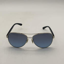 Mens Blue Silver Metal Full Rim Blue Lens Aviator Sunglasses With Case alternative image